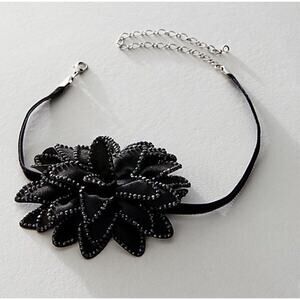 Free People From Dusk Till Dawn Black Flower Choker Necklace For Women With Adju